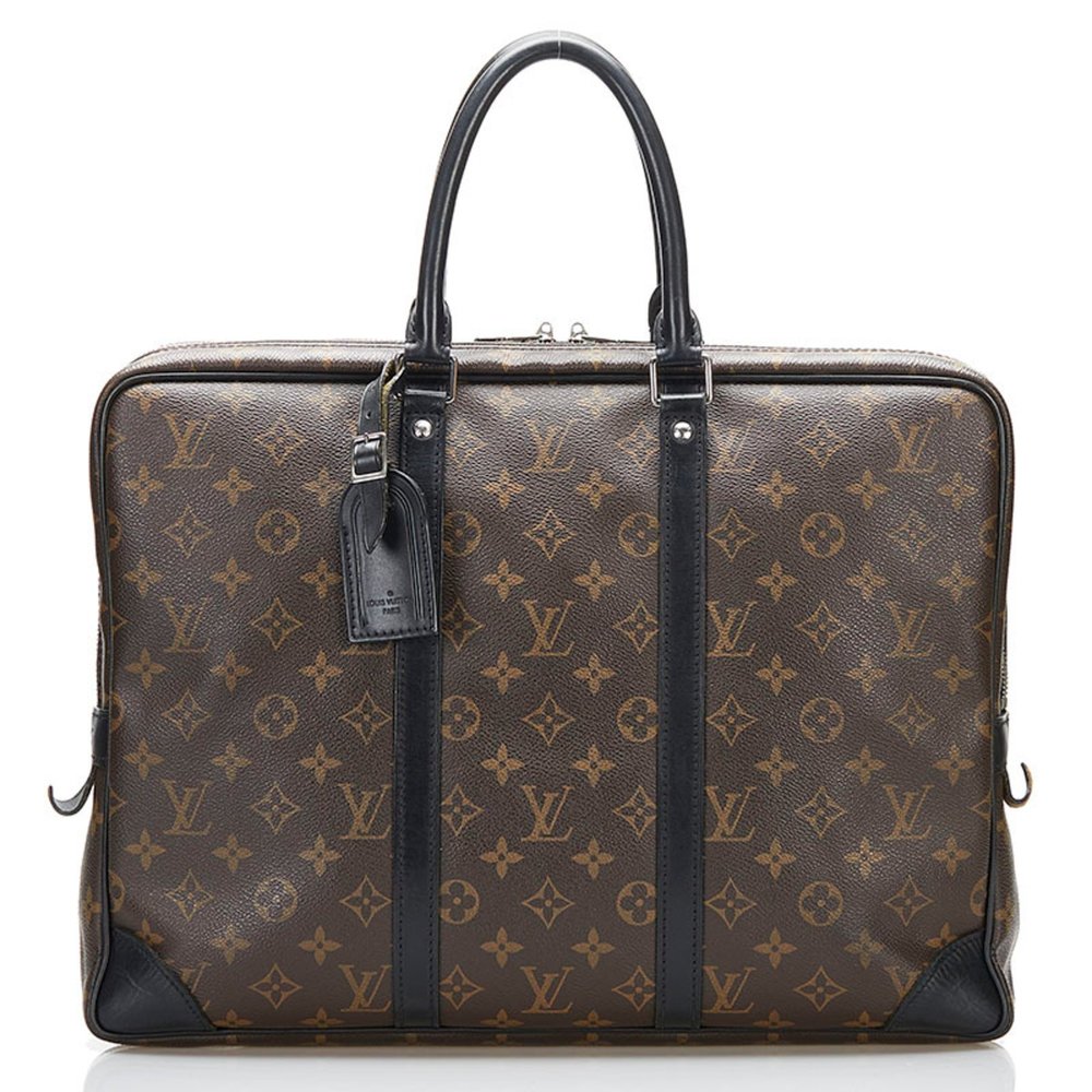 Louis Vuitton Monogram Macassar Porte Document Voyage Bag M40225 Brown Black ...